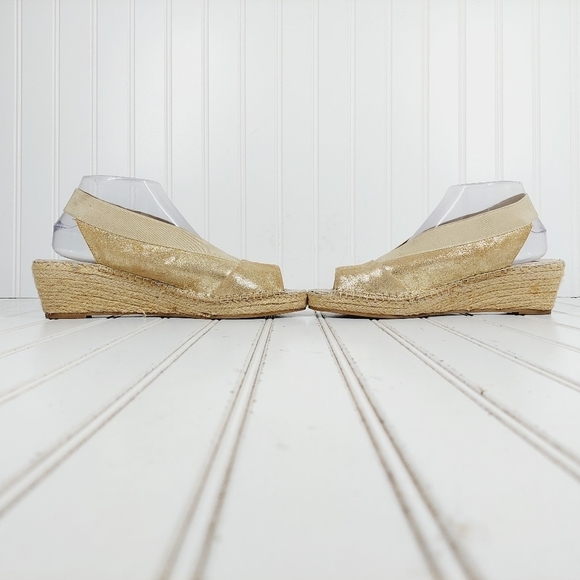 Steve Madden Womens Indiggoo Gold Elastic Pep Toe Espadrilles Sandals K1001 - Picture 7 of 12